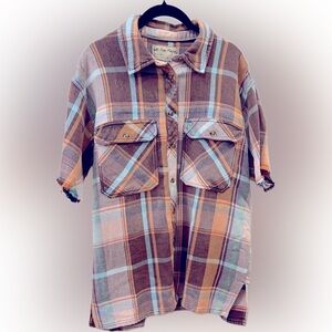 Free People | We The Free Crush Multicolor Plaid Button Down Shirt | Sz M